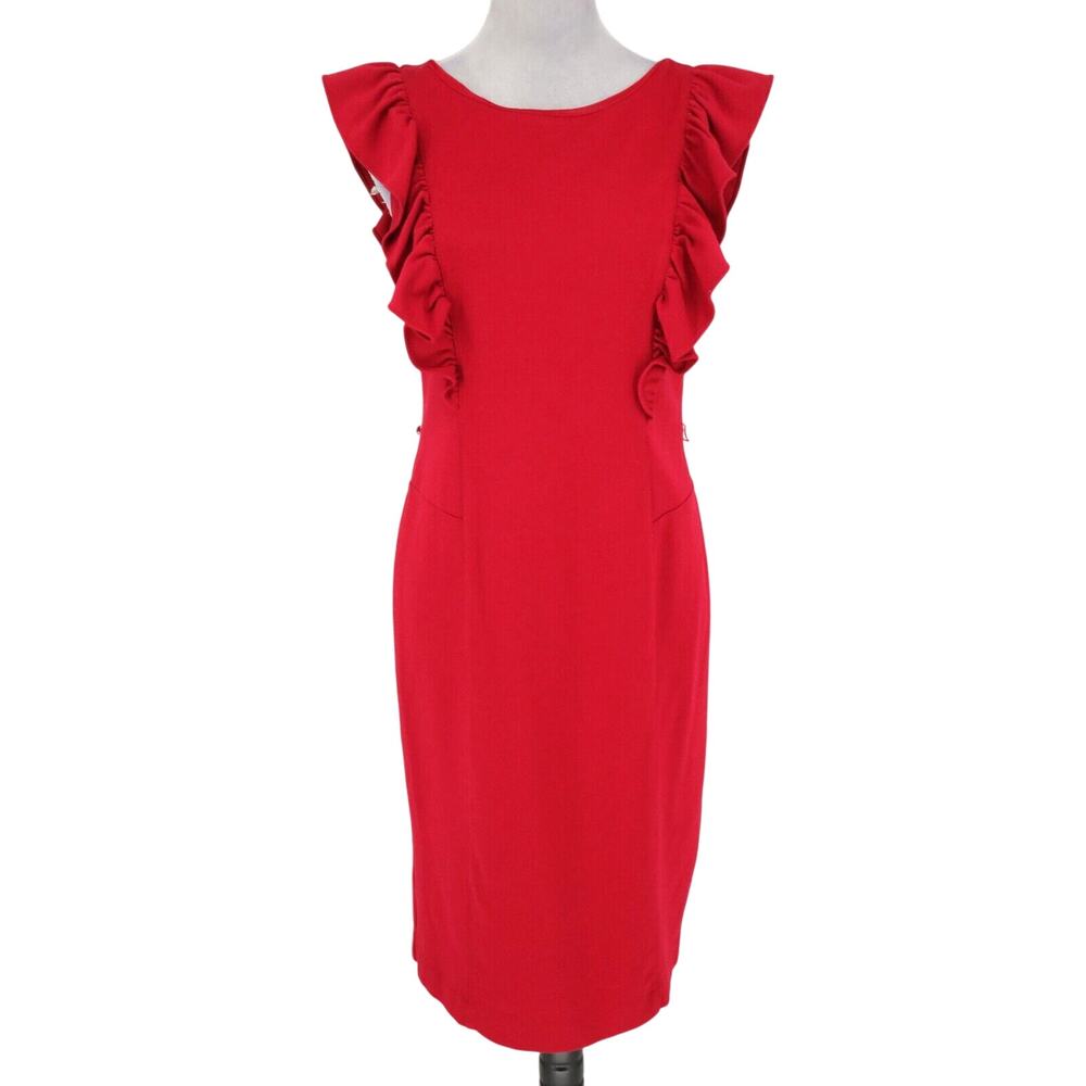 Express Dress Juniors Medium Dark Red Sleeveless Ruffles Back Zip Lined Flaw